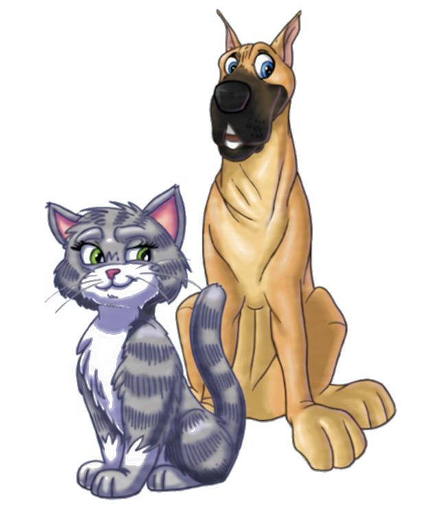 The gray tabby cat and the Great Dane